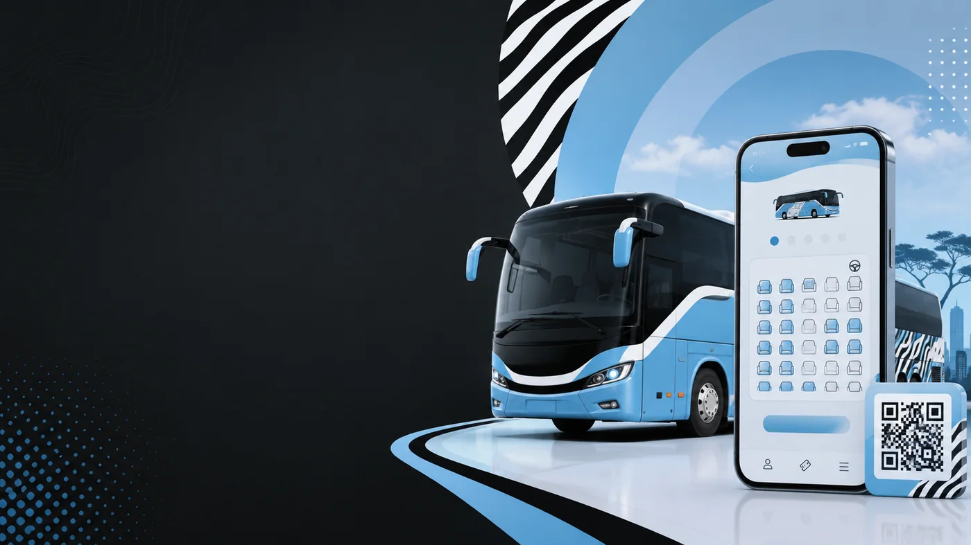 Mpega bus booking app with seat selection and QR ticket